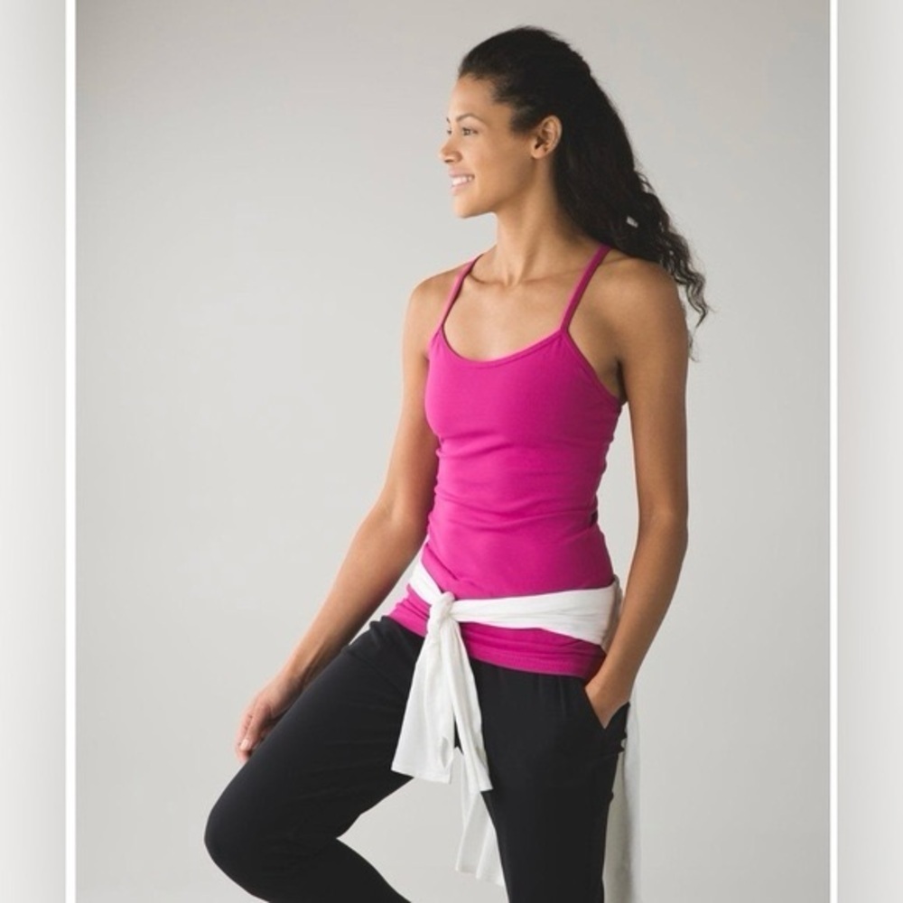 Lululemon Power Y Tank Top Pink Built-In Bra Sz 8